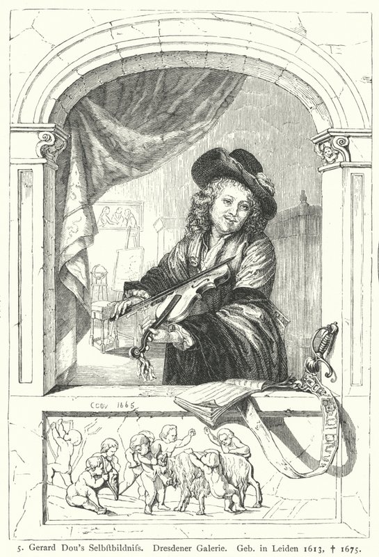 Autorretrato del pintor de la Edad de Oro holandesa Gerrit Dou de German School