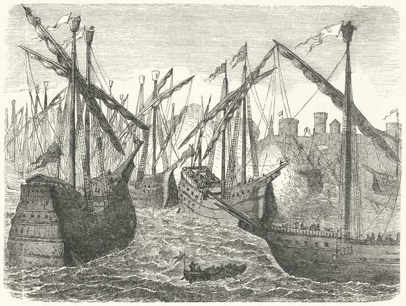 Barcos de la Liga Hanseática frente a Copenhague de German School