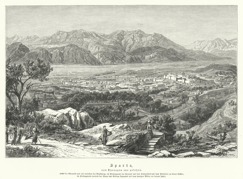 Esparta, Antigua Grecia (grabado) de German School