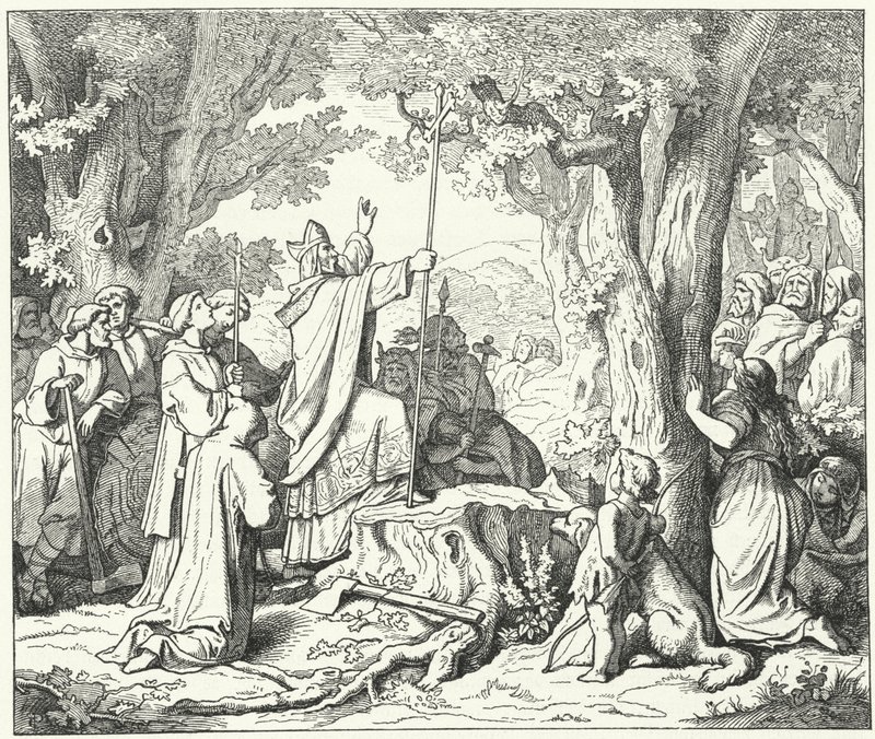 San Bonifacio talando el Roble de Donar, sagrado para los paganos alemanes de German School