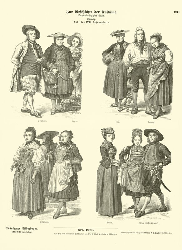 Trajes suizos, finales del siglo XVIII (grabado) de German School