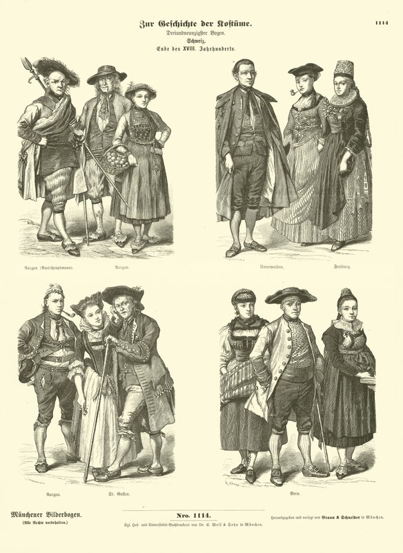 Trajes suizos, finales del siglo XVIII de German School