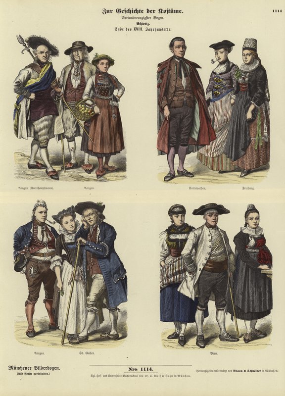 Trajes suizos, finales del siglo XVIII de German School