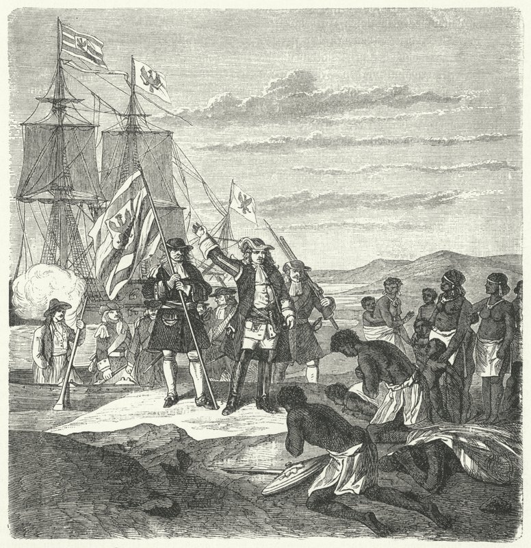 Los brandeburgueses desembarcando en la costa de Guinea de German School