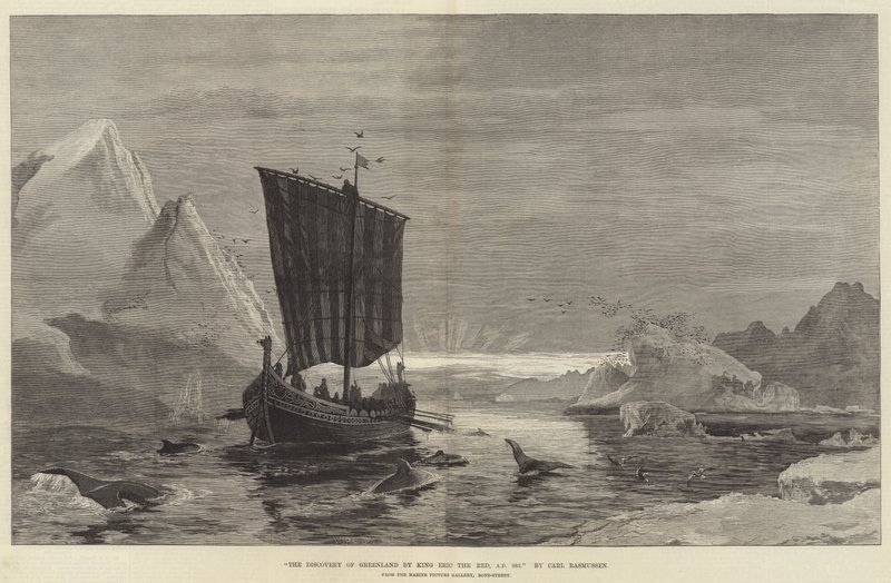 El Descubrimiento de Groenlandia por el Rey Eric el Rojo, AD 983 (grabado) de German School