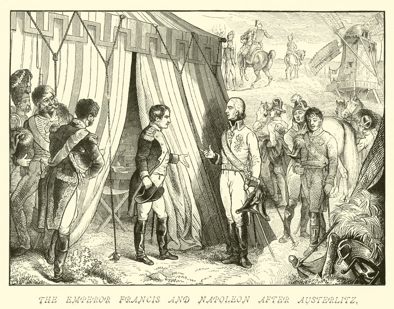 El emperador Francisco y Napoleón después de Austerlitz de German School