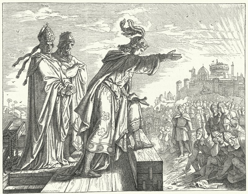 El emperador del Sacro Imperio Romano Germánico Otto III acusando a los romanos de deslealtad de German School