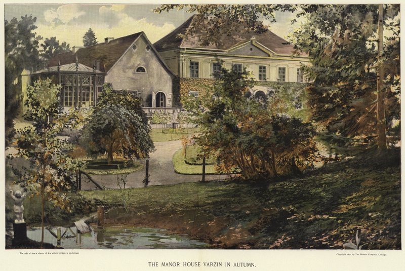 La casa solariega Varzin en otoño de German School