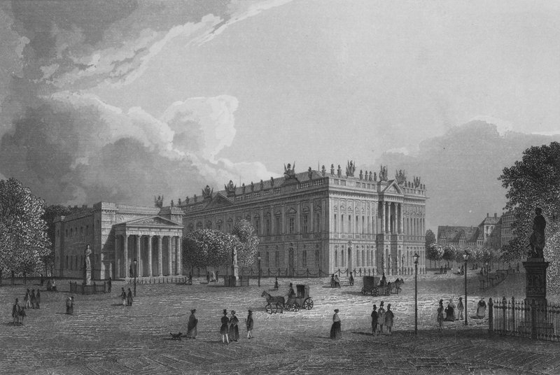 La guardia real y la armería, Berlín (grabado en acero) de German School