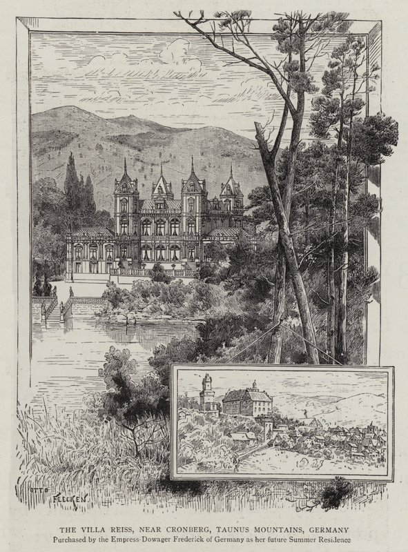 La Villa Reiss, cerca de Cronberg, Montañas Taunus, Alemania (grabado) de German School