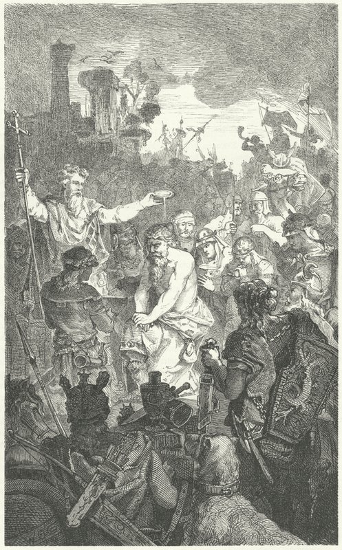 El bautismo de Clodoveo I, Rey de los Francos, 496 de German School