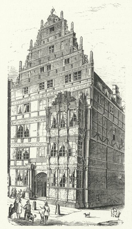 La casa del polímata alemán Gottfried Wilhelm Leibniz en Hannover (grabado) de German School