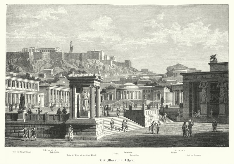 El mercado en Atenas, Grecia Antigua de German School