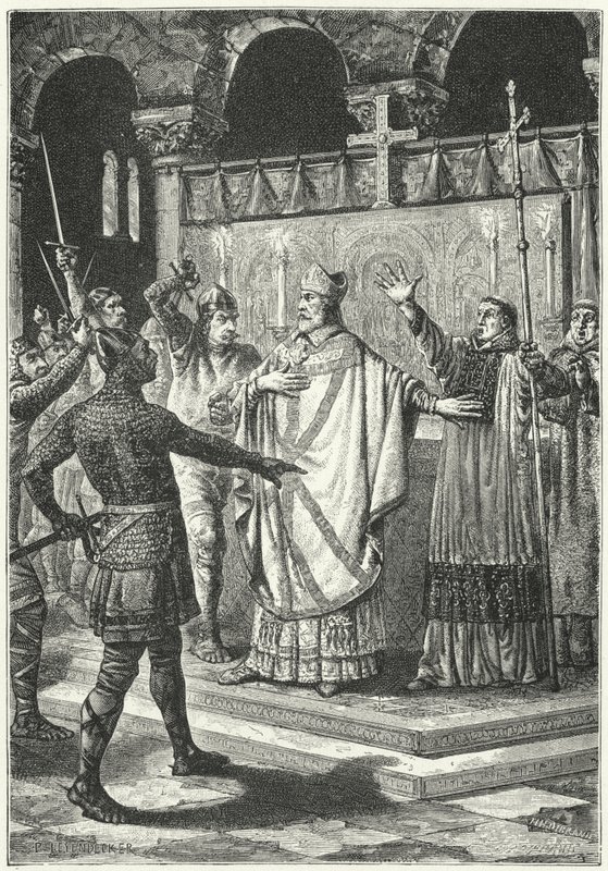El asesinato de Tomás Becket en la catedral de Canterbury de German School