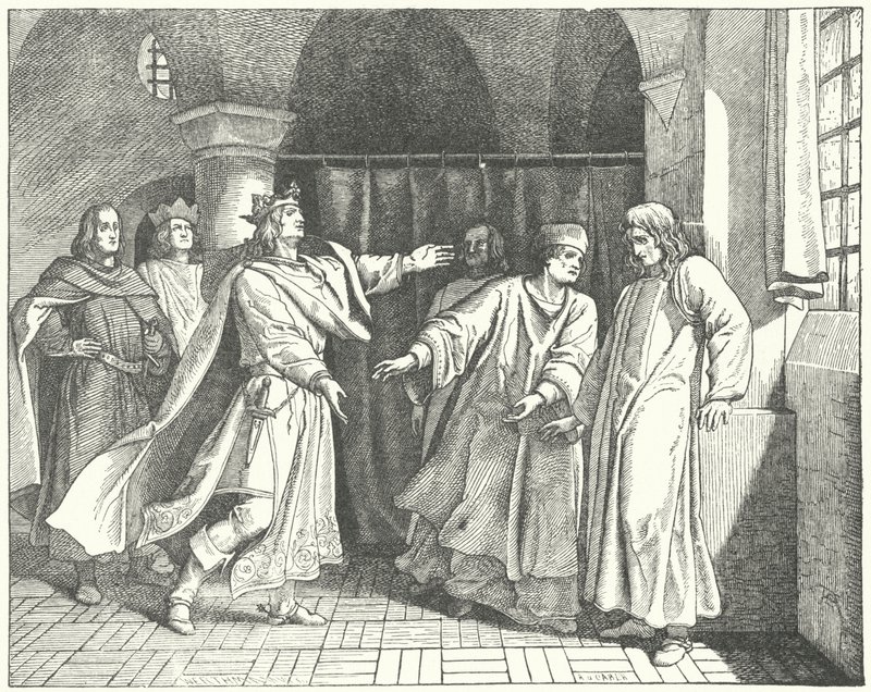 La reconciliación de Luis IV y Federico el Hermoso, rivales al trono alemán de German School