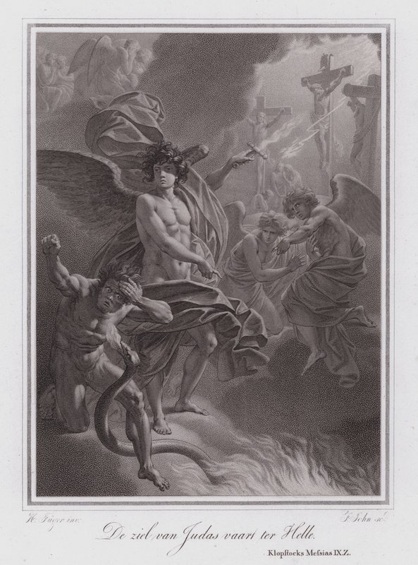 El alma de Judas camino al Infierno (grabado) de German School