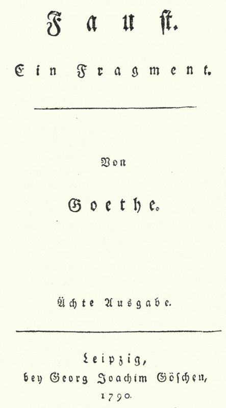 Portada de la primera edición de Fausto, de Johann Wolfgang Von Goethe (grabado) de German School