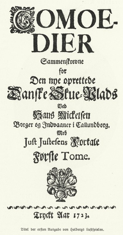 Portada de las Comedias del dramaturgo, filósofo e historiador danés-noruego Ludvig Holberg de German School