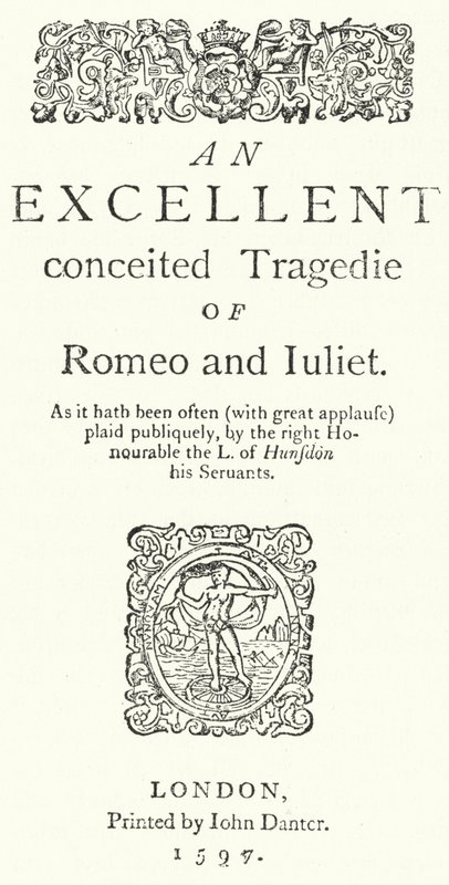 Portada de la primera edición en cuarto de Romeo y Julieta de Shakespeare (grabado) de German School