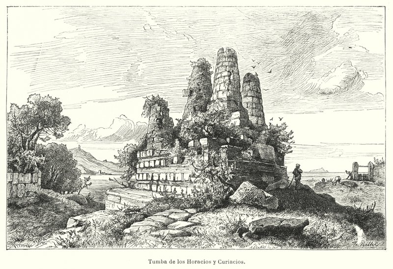 Tumba de los Horacios y los Curiacios, guerreros de la leyenda romana antigua de German School