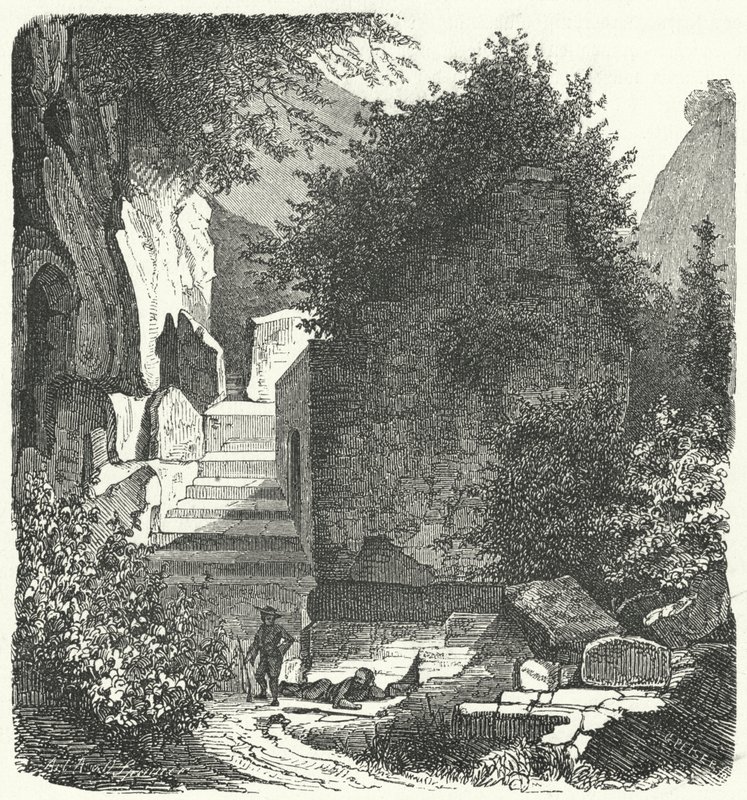 Tumba del poeta romano Virgilio, Posillipo, Nápoles (grabado) de German School