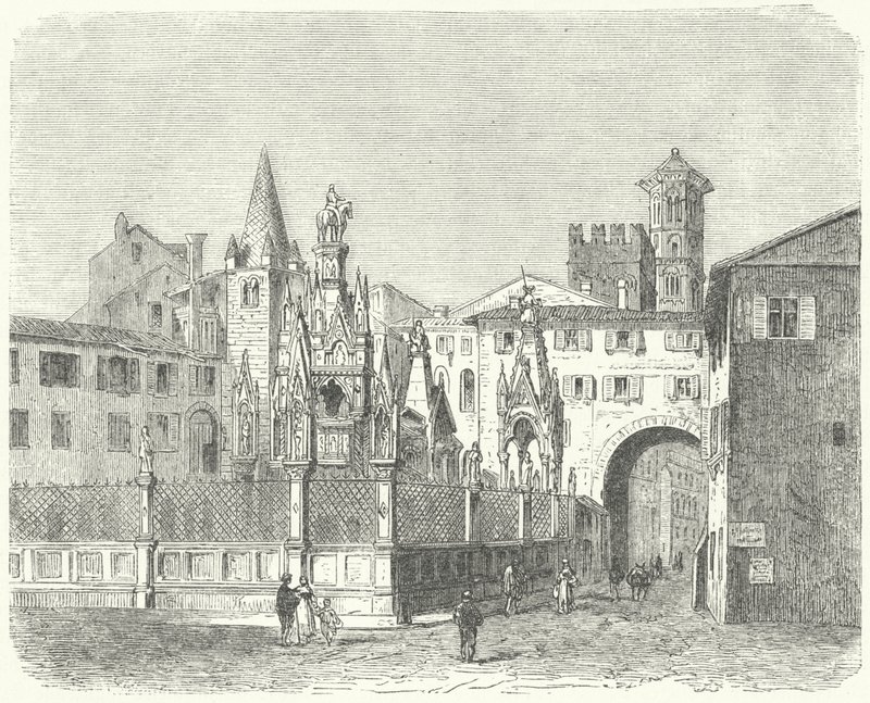 Tumbas de los Scaligeri, gobernantes medievales de Verona (grabado) de German School