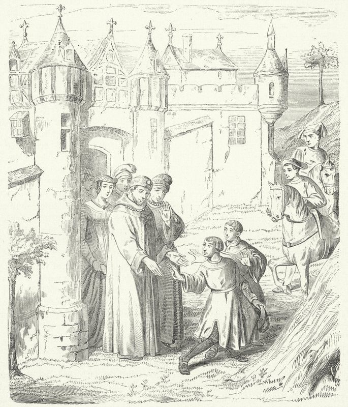 Mercaderes venecianos Niccolò y Maffeo Polo saliendo de Constantinopla hacia el este de German School