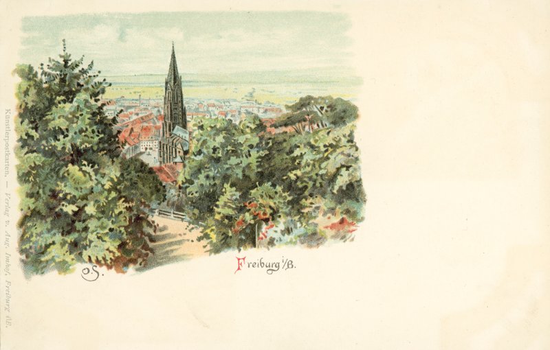 Vista de la ciudad de Friburgo, Alemania, con su catedral de German School