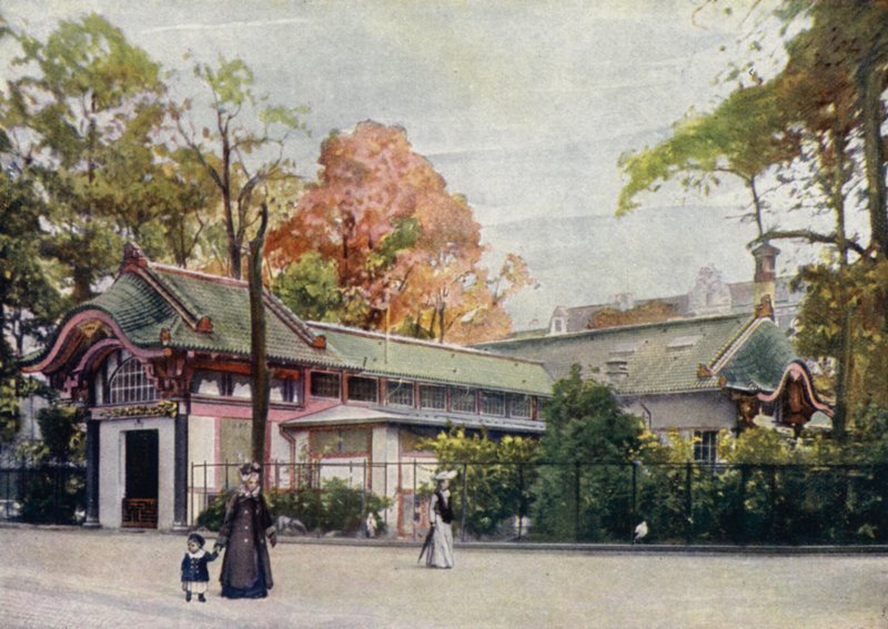 Casa de aves zancudas, jardín zoológico de Berlín, Alemania (litografia en color) de German School