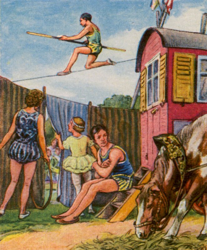 Wanderzirkus / Circo ambulante (litografía en color) de German School