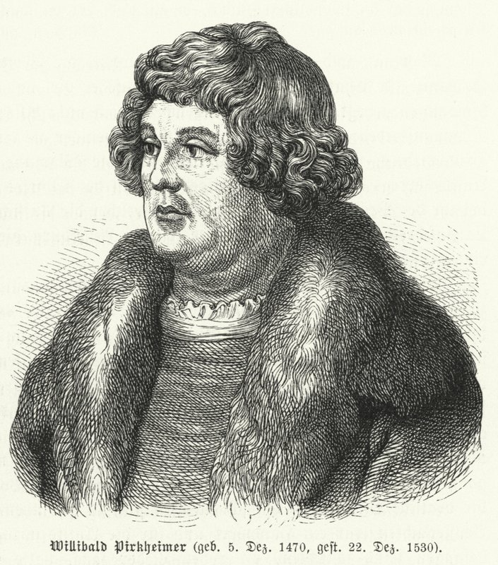 Willibald Pirckheimer, abogado, autor y humanista del Renacimiento alemán, amigo de Albrecht Durer (grabado) de German School