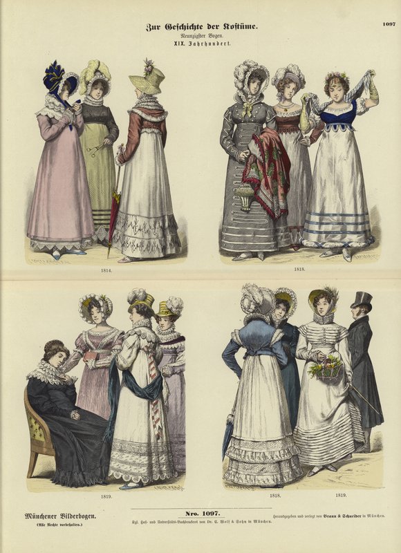 Trajes femeninos, siglo XIX de German School