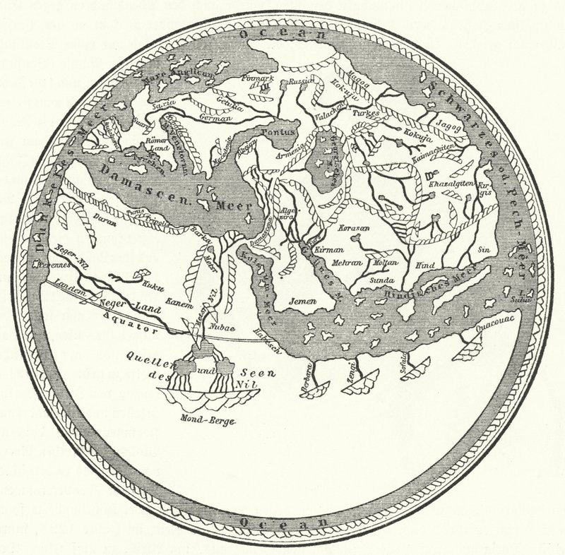 Mapa mundial del geógrafo y cartógrafo árabe Muhammad al-Idrisi de German School