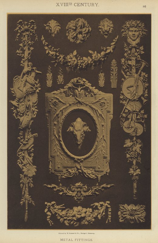 Siglo XVIII, accesorios metálicos de German School