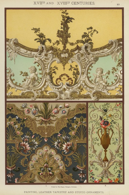 Siglos XVII y XVIII, Pintura, Tapicería de Cuero y Ornamentos de Estuco de German School