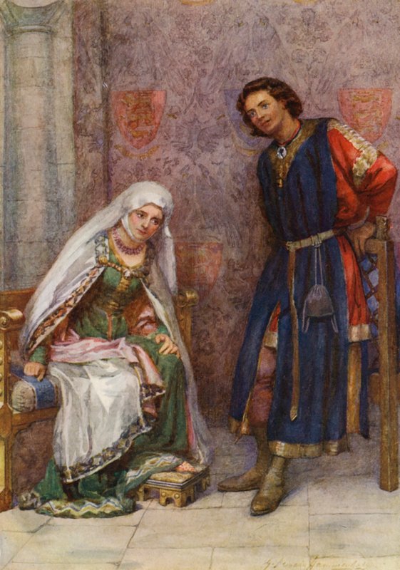 La obra de William Shakespeare: El rey Juan (litografía en color) de Gertrude E. Demain (after) Hammond