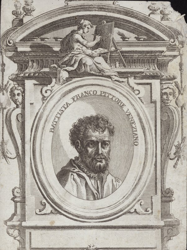 Battista Franco Veneziano, nacido como Giovanni Battista Franco, un artista italiano. Grabado por Giorgio Vasari de Giorgio Vasari