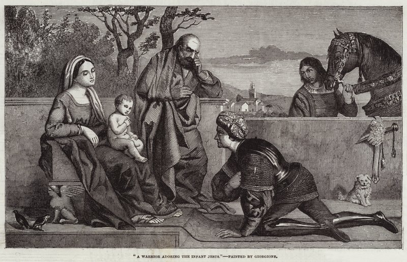 Un Guerrero adorando al Niño Jesús de Giorgione da Castelfranco