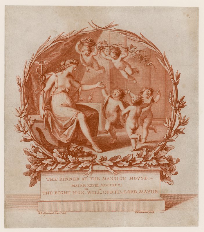 Invitación a cenar en la Mansion House, Londres, el 28 de marzo de 1796 de Giovanni Battista Cipriani