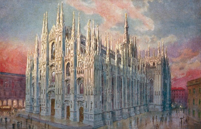 Milán / Milan: Duomo (litografía en color) de Giovanni Guerzoni