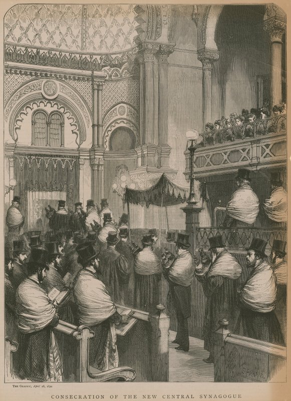 Consagración de la Nueva Sinagoga Central (grabado) de Godefroy Durand