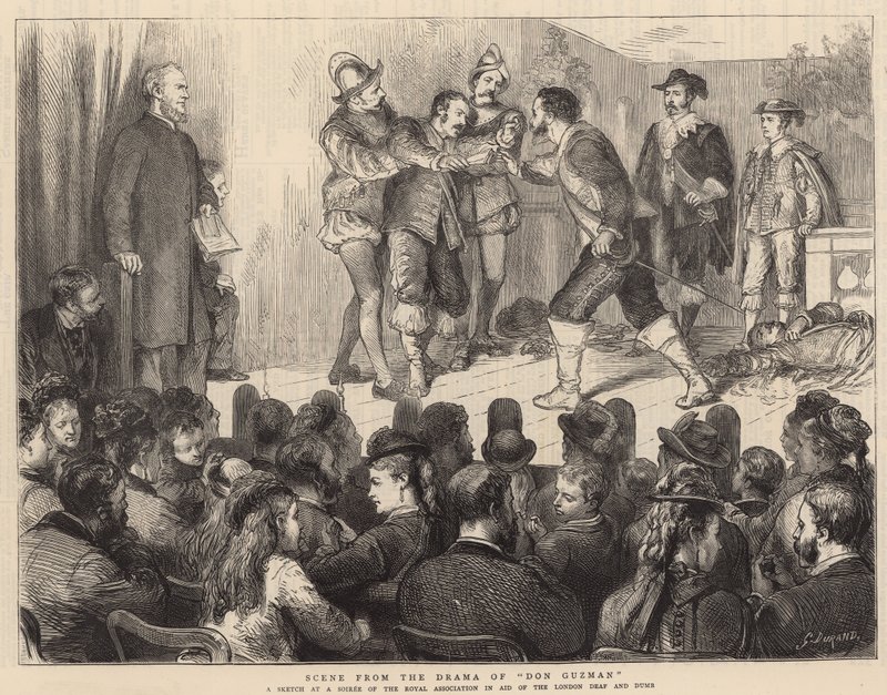 Escena del drama de Don Guzmán (grabado) de Godefroy Durand