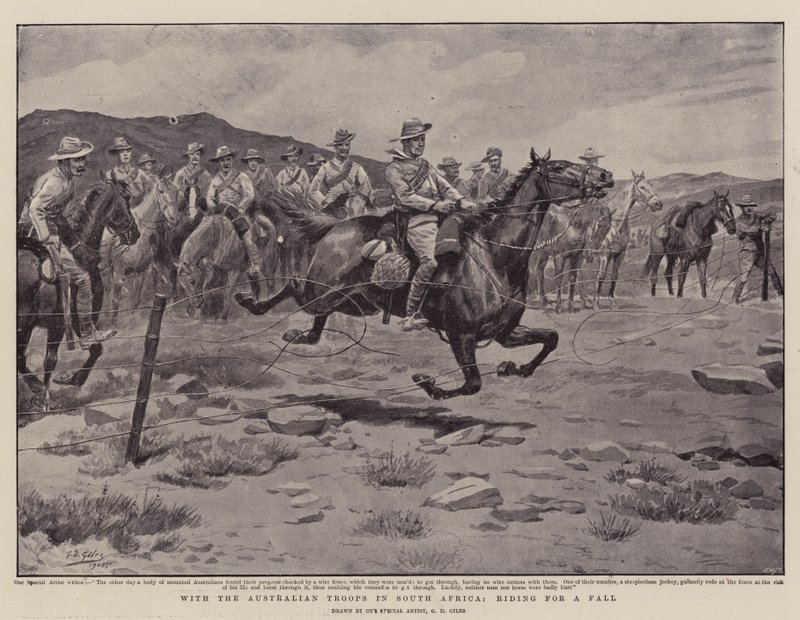 Con las tropas australianas en Sudáfrica, cabalgando para una caída de Godfrey Douglas Giles