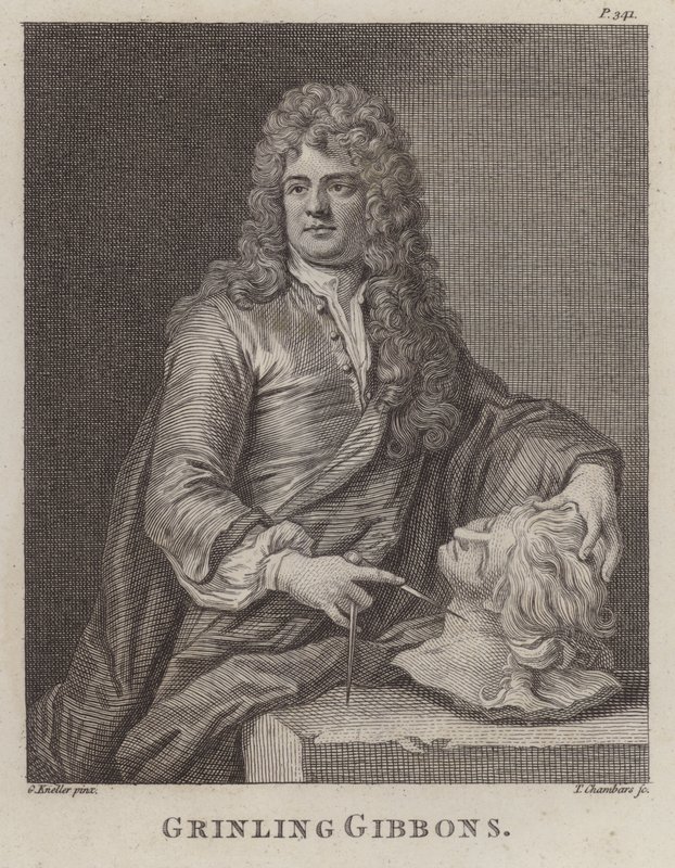 Grinling Gibbons, tallador y escultor inglés de Godfrey (after) Kneller