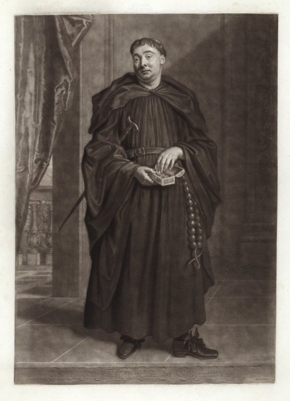 Retrato de Anthony Leigh como el Padre Dominic en El fraile español de Godfrey Kneller
