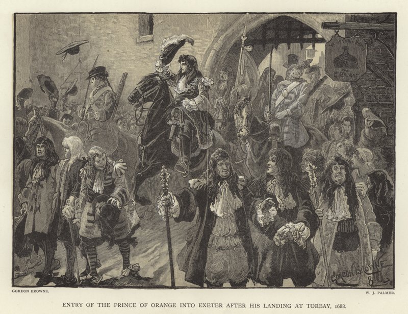 Entrada del Príncipe de Orange en Exeter después de su desembarco en Torbay, 1688 de Gordon Frederick Browne