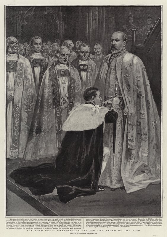 El Gran Chambelán ciñendo la espada al Rey de Gordon Frederick Browne