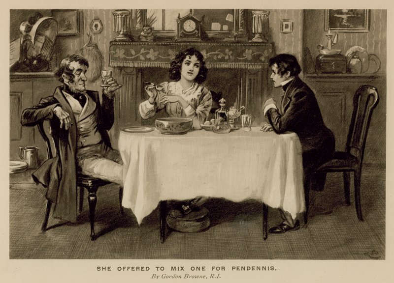 Ilustración para La Historia de Pendennis de Thackeray (litografía) de Gordon Frederick (after) Browne
