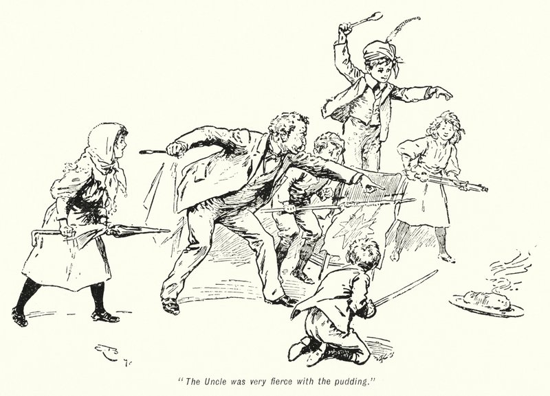 Ilustración para La historia de los buscadores de tesoros de E. Nesbit de Gordon Frederick Browne
