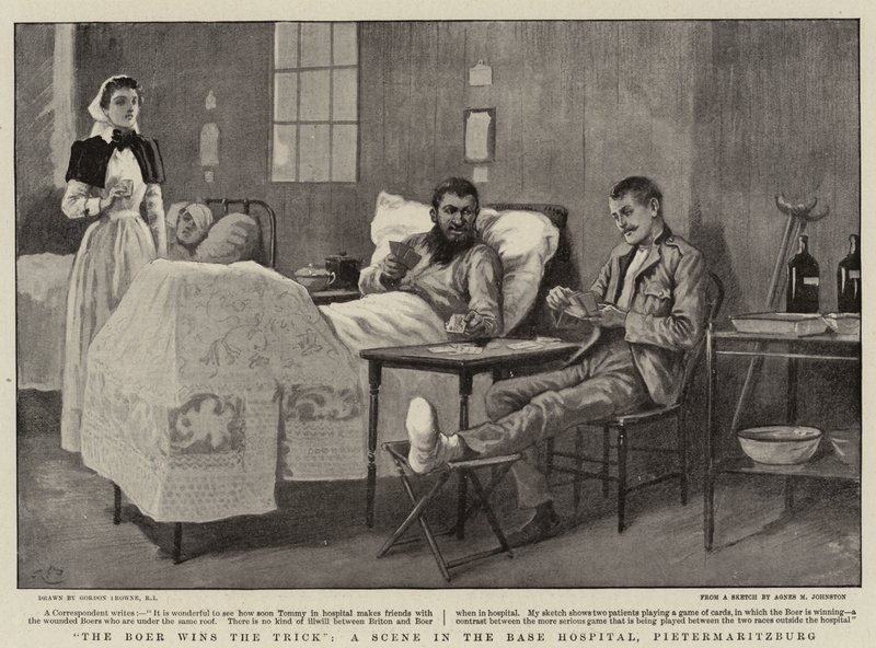 El Boer gana la jugada, una escena en el hospital base, Pietermaritzburg de Gordon Frederick Browne